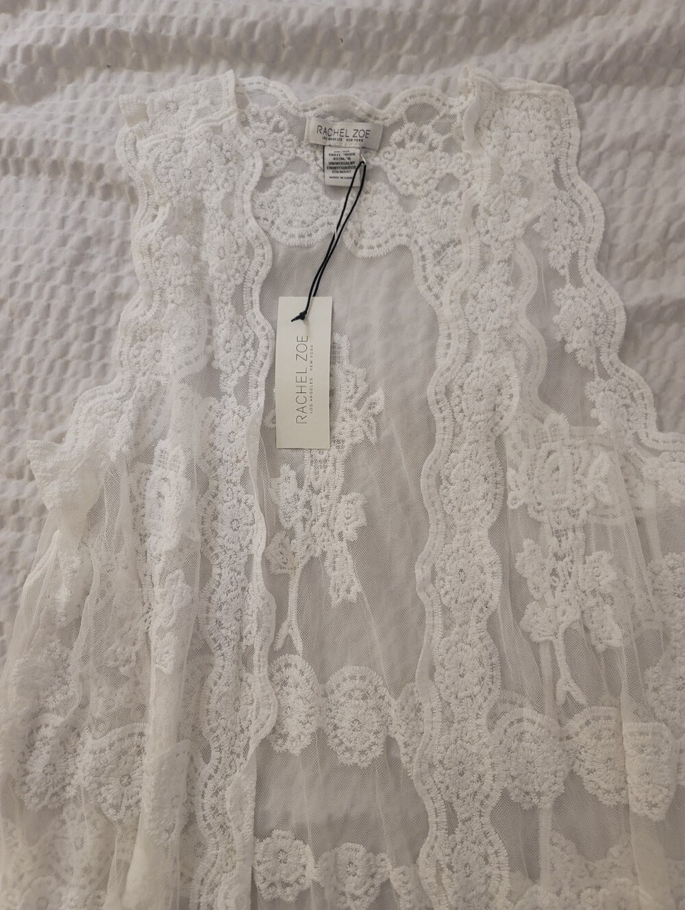 NWT Rachel Zoe Boho White Lace Crochet Duster Vest - Women's One Size - Picture 7 of 10